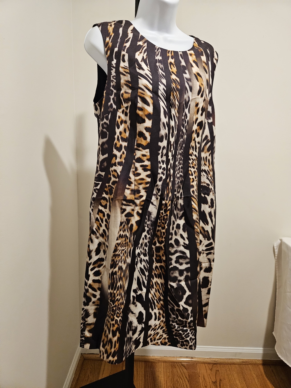Kobi Halperin Animal-Print Sleeveless Shift Dress in Brown and Black